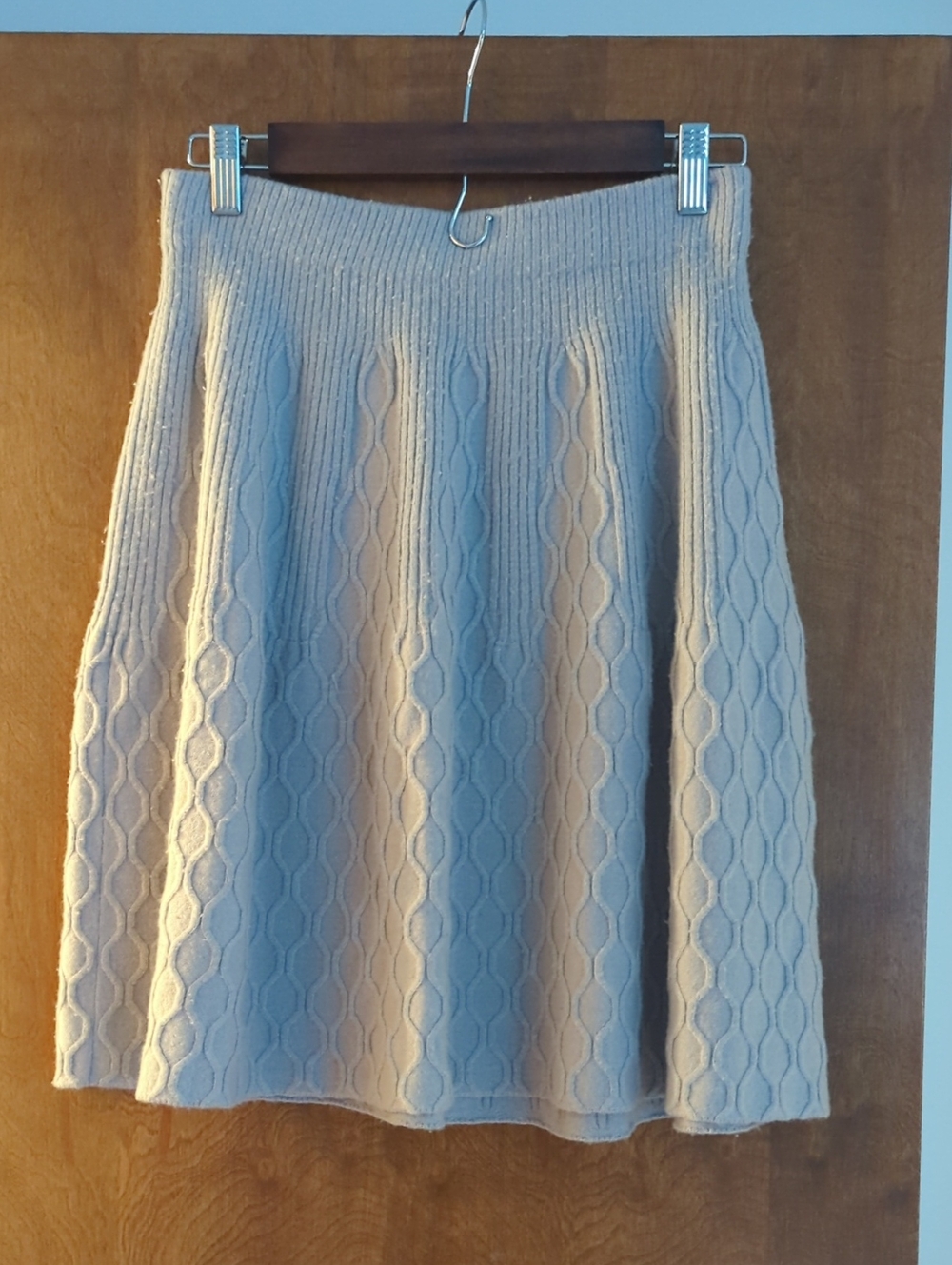 Anthropologie "Moth" Wool Blend Knit A-Line Skirt in Light Beige Small
